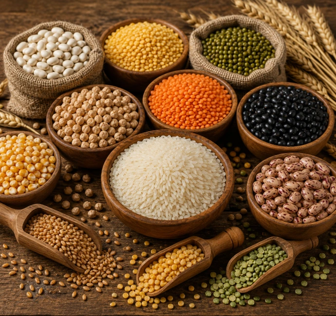Export quality grains and pulses supplied by Exmart